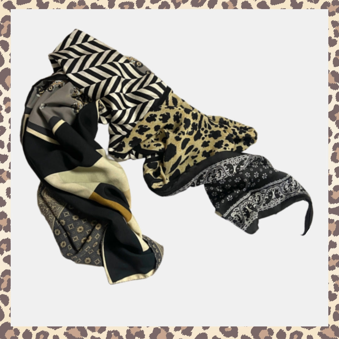 FOULARD RECTANGLE L RESEDA - Série Léopard