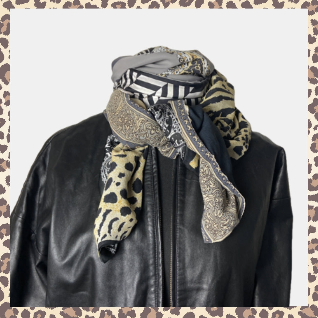 FOULARD RECTANGLE L RESEDA - Série Léopard