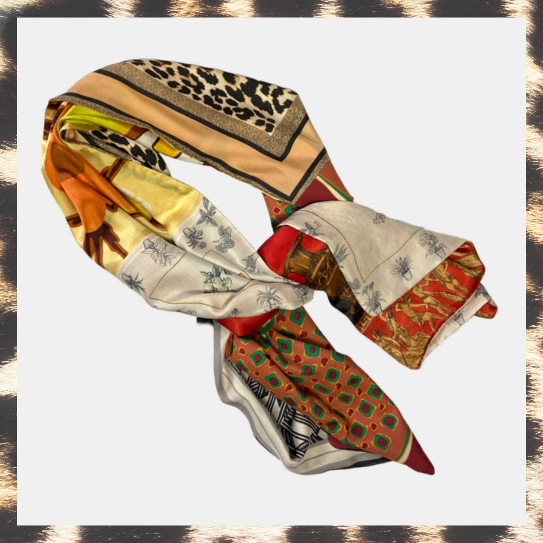 FOULARD RECTANGLE XL LINETTE - Série Léopard